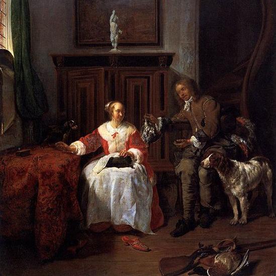 Gabriel Metsu The Hunter s Gift oil painting image